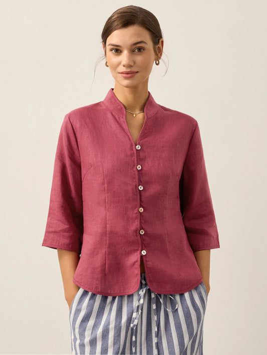 AMELIA - Slim-fit linen jacket with hand-sewn buttons