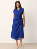 Vestido KERSTIN con corbata de lino 100% A-Line Midi