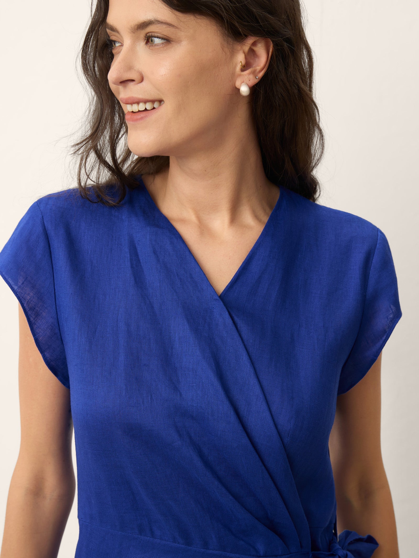Vestido KERSTIN con corbata de lino 100% A-Line Midi