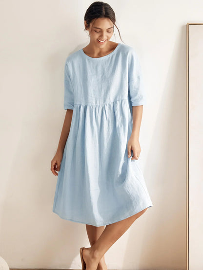 Vestido Midi A-Line 100% Lino VALENCIA