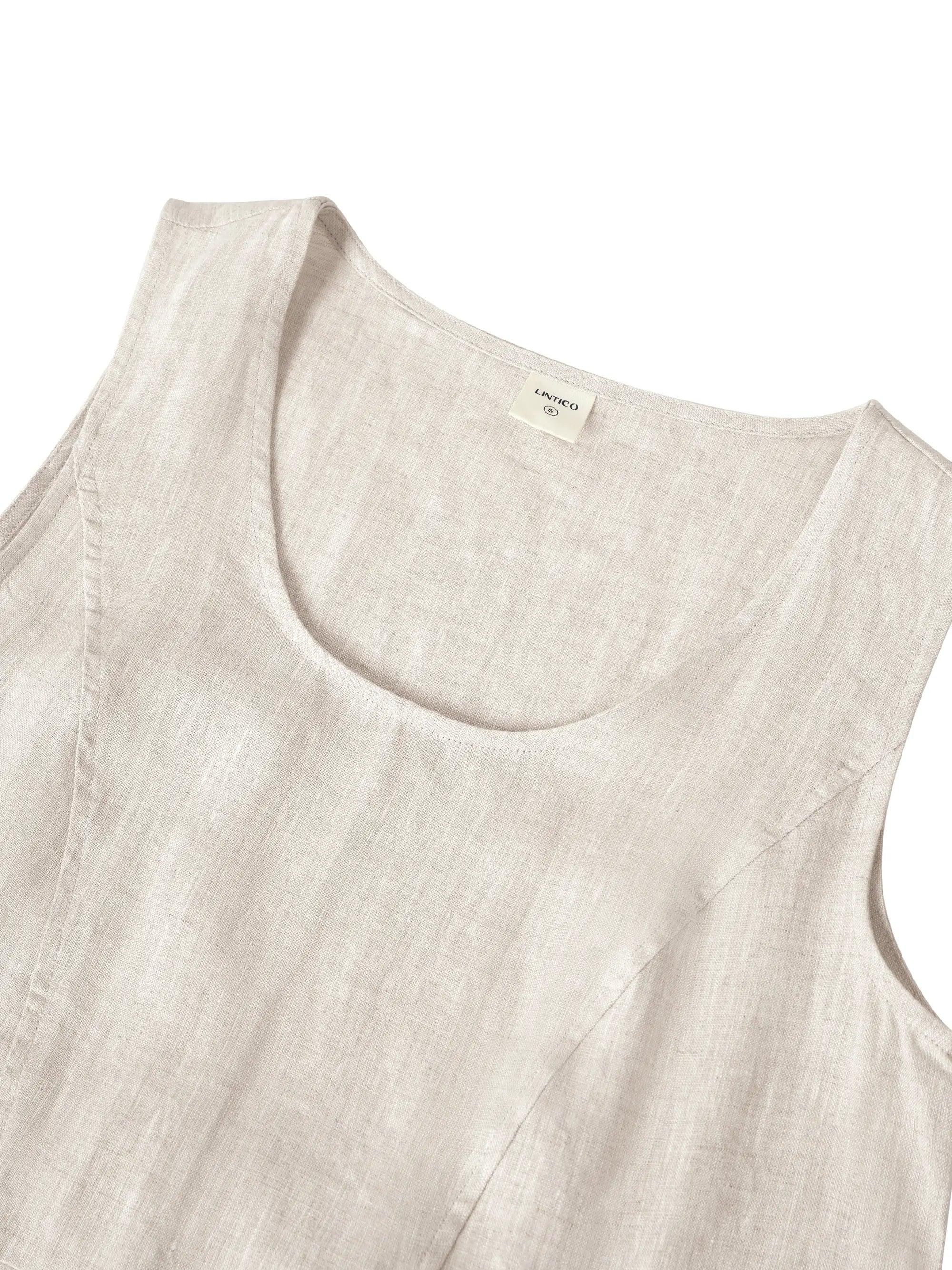 Vestido Playero de Lino 100% sin Mangas GIANA