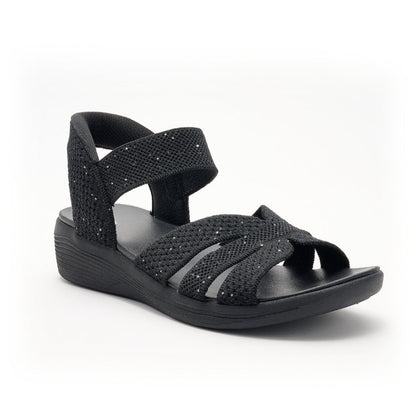 Lentejuelas Tejido Cuña Sandalias – Stretch Into Summer
