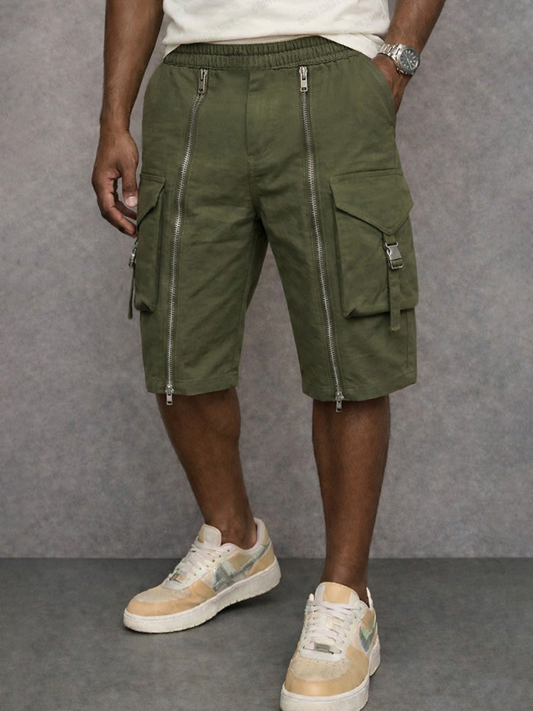 Shorts Tacticos Cargo con Disenyo de Cremallera
