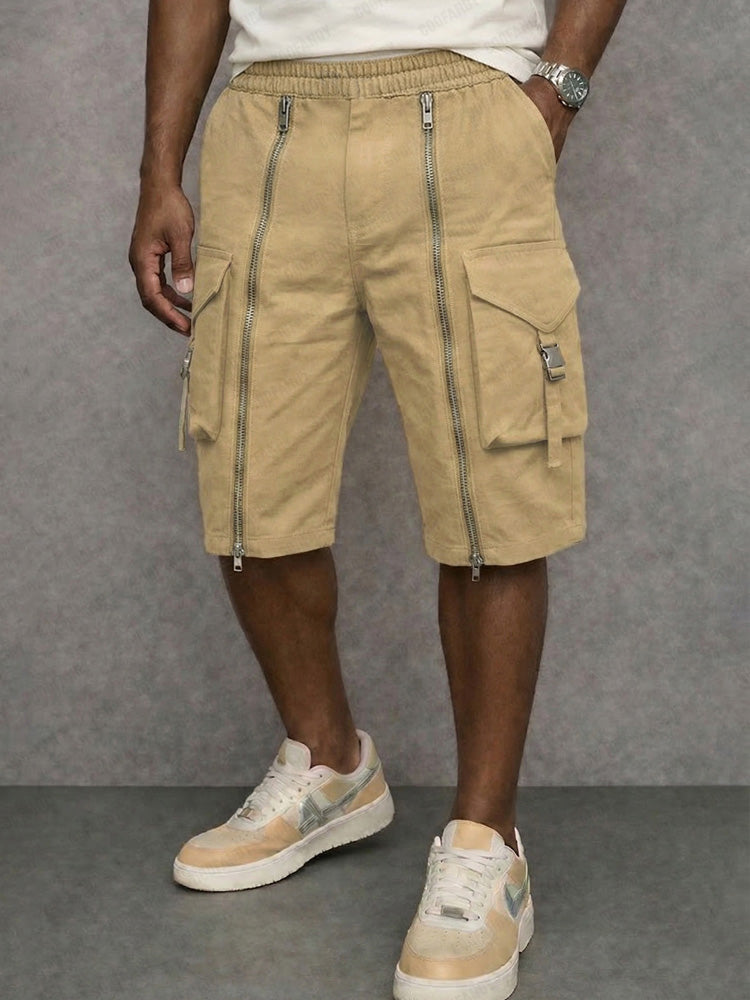 Shorts Tacticos Cargo con Disenyo de Cremallera