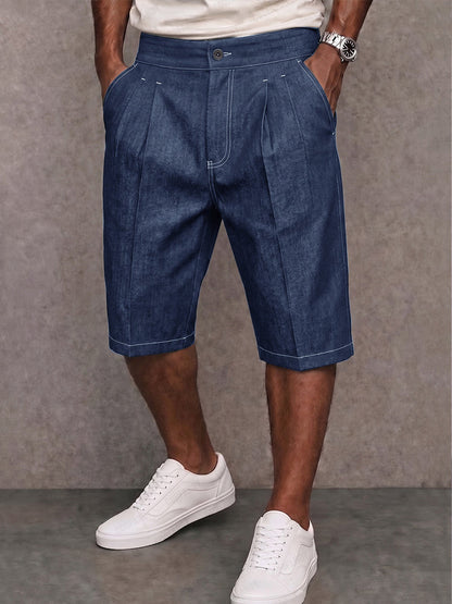 Shorts Vaqueros Elasticos con Costura en Contraste