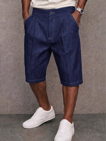 Shorts Vaqueros Elasticos con Costura en Contraste