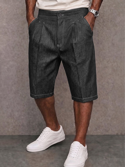 Shorts Vaqueros Elasticos con Costura en Contraste
