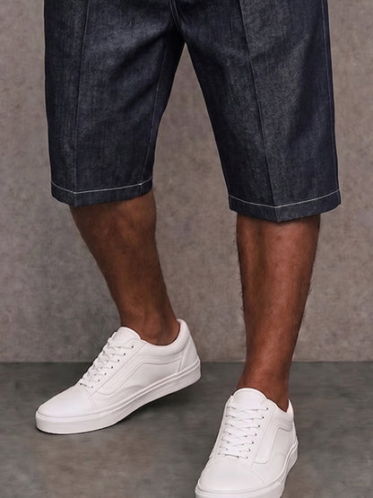 Shorts Vaqueros Elasticos con Costura en Contraste