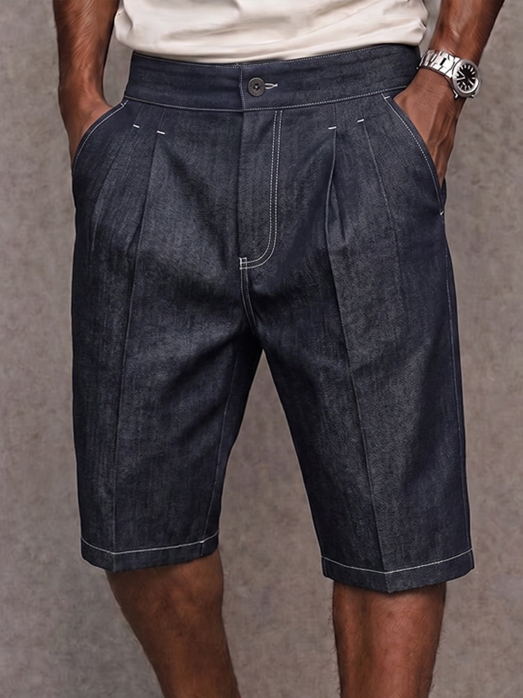 Shorts Vaqueros Elasticos con Costura en Contraste