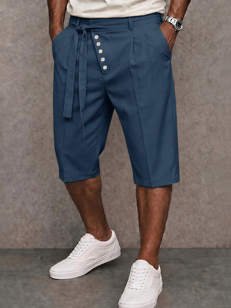 Shorts de Traje con Nudo en la Cintura y Abertura Lateral