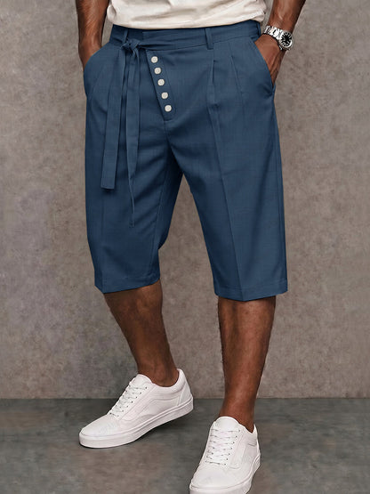 Shorts de Traje con Nudo en la Cintura y Abertura Lateral