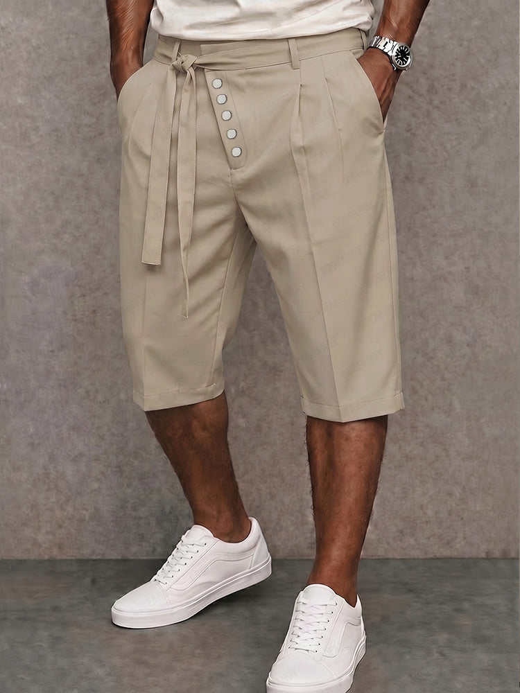 Shorts de Traje con Nudo en la Cintura y Abertura Lateral