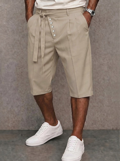 Shorts de Traje con Nudo en la Cintura y Abertura Lateral