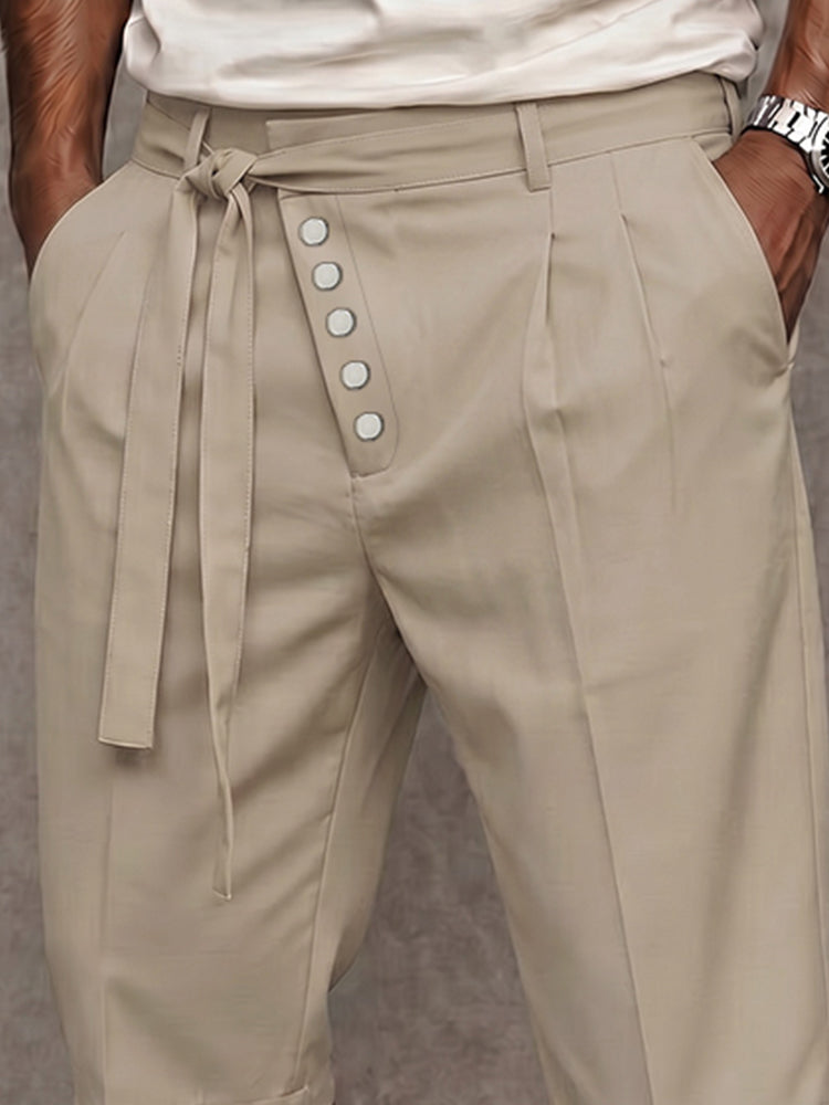 Shorts de Traje con Nudo en la Cintura y Abertura Lateral