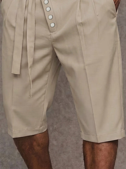 Shorts de Traje con Nudo en la Cintura y Abertura Lateral